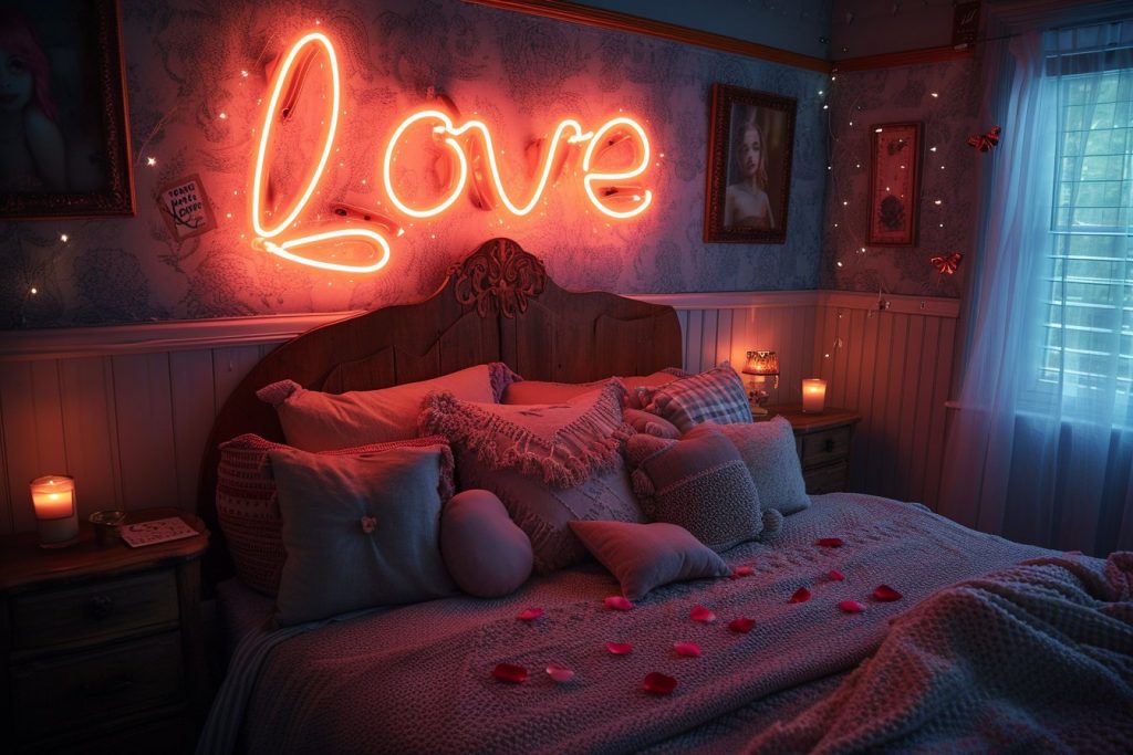 Néon &lsquo;Love&rsquo;&nbsp;: L&rsquo;Éclairage Romantique pour Votre Chambre