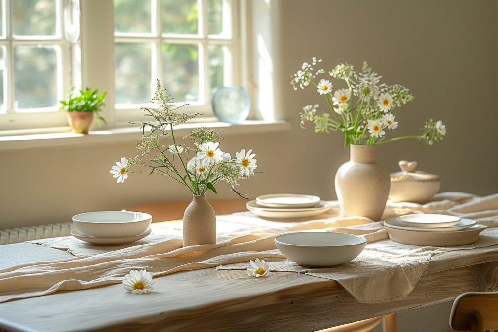 Chemins de table en lin : simplicité et élégance naturelle