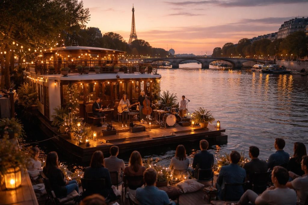 Concerts intimistes sur péniche avec le Zeven et scènes flottantes à Paris