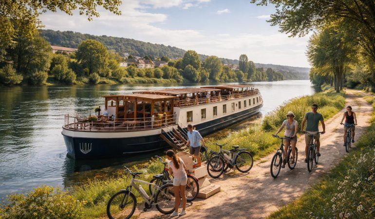 découvrez une croisière fluviale unique en péniche sur la seine et la loire, avec des escales à vélo électrique pour explorer la beauté des paysages et des villages authentiques.