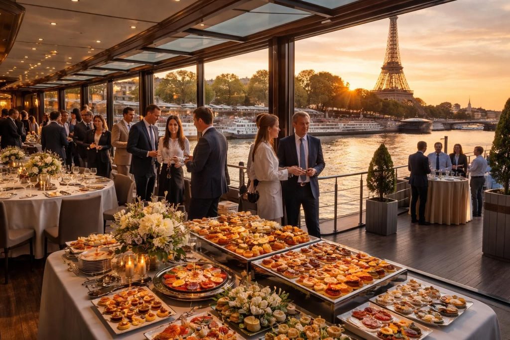 Organiser des séminaires professionnels en péniche avec traiteur gastronomique à Paris