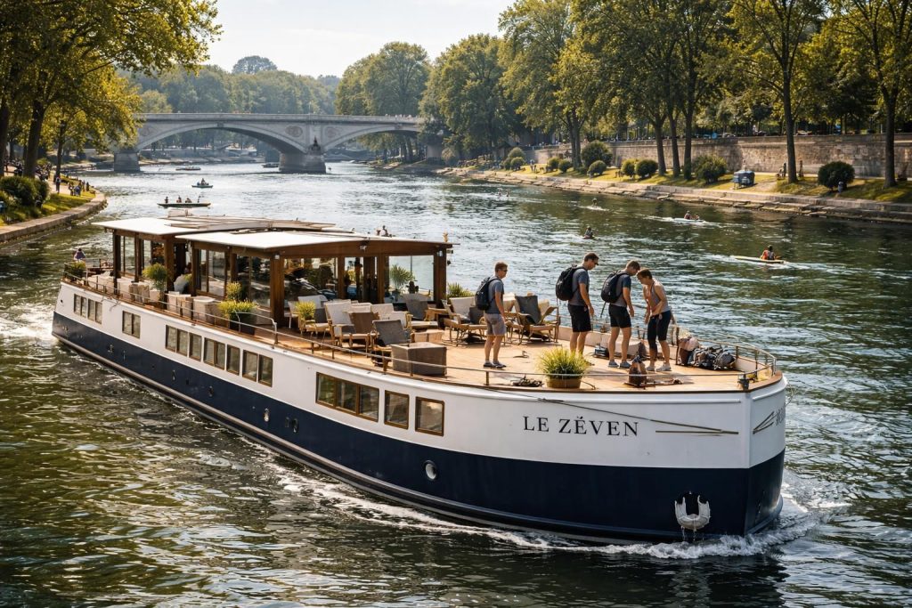 Péniche Le Zéven : croisière fluviale avec escales sportives sur la Seine